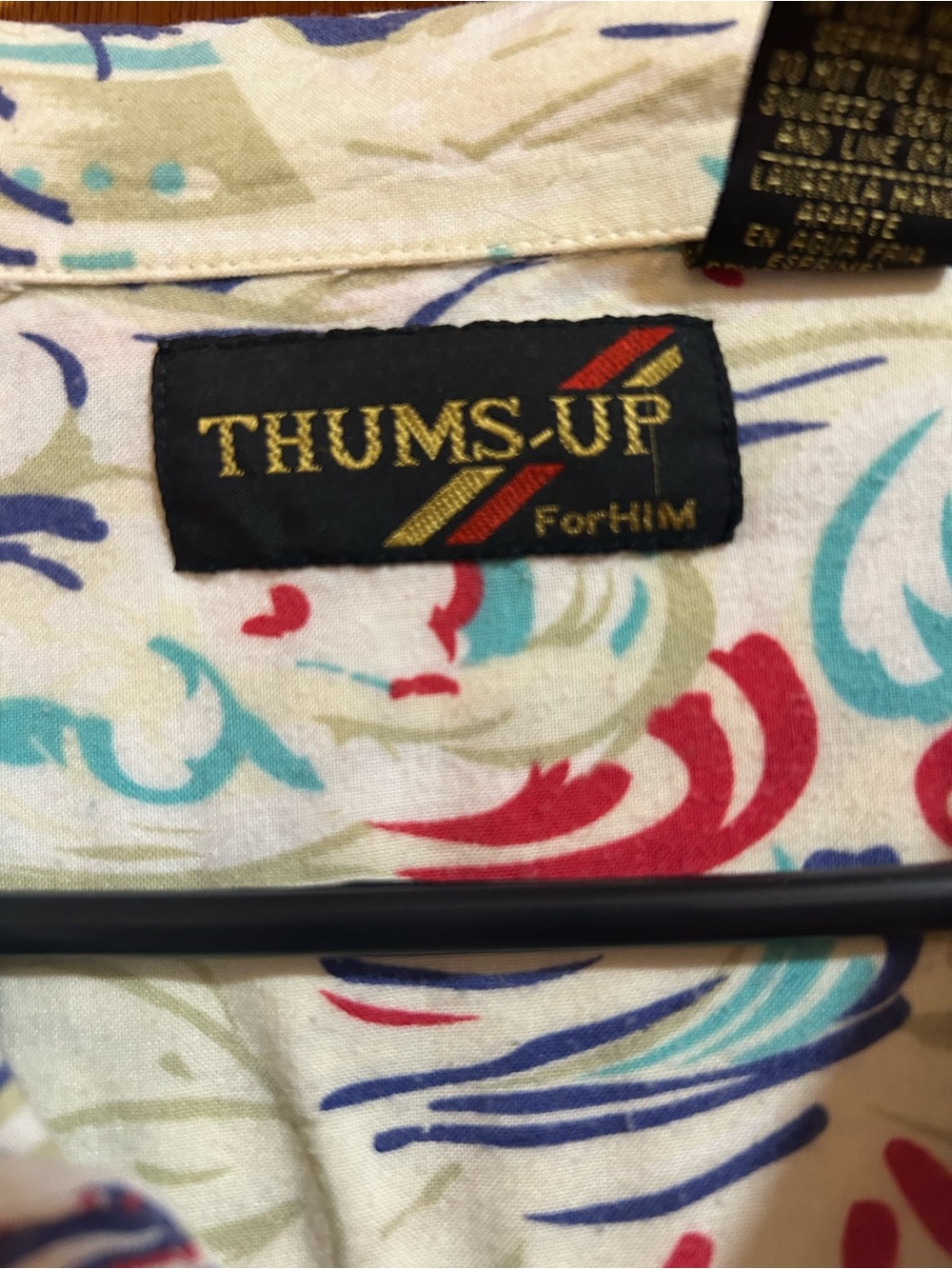 Vintage Thums Up Cream Tropical Button-Up Hawaiian Shirt large - Picture 3 of 4